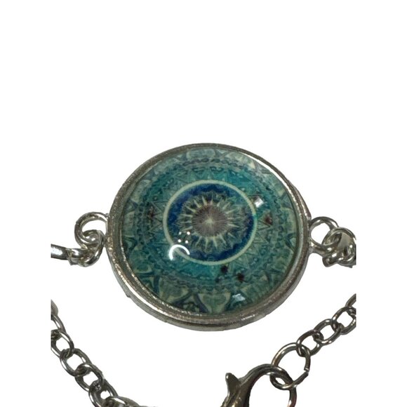 Boho Mandala Hippie Style Earrings Bracelet Necklace Silver Tone Chain - Picture 3 of 6